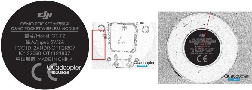 FCC label and location DJI Osmo Pocket Wireless Module