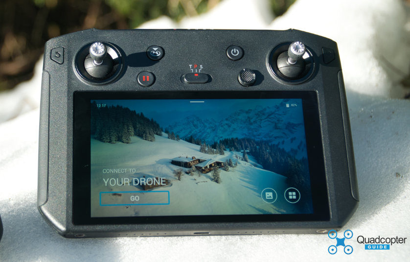 The DJI Smart Controller sitting in Snow. The controller is rated from -20 C to 40 C (-4 F to 104F)